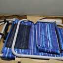 Tall Beach Chairs for Adults, 17" High Backpack Beach Chair with Wooden Armrests, 5 Positions Reclining Heavy Duty Chair with Large Cooler Pouch, Support to 350LBS Striped Blue, 1pack