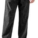 Mens Corduroy Casual Pants Warm Straight Leg Loose Fit with Pockets Drawstring Elastic Waist Vintage Sweatpants Baggy (Medium, Black Marbled Stripe)