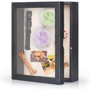 Love-KANKEI Shadow Box Frame 8x10 Shadow Box Display Case with Linen Back Memorabilia Awards Medals Photos Memory Box Gift Rustic Black