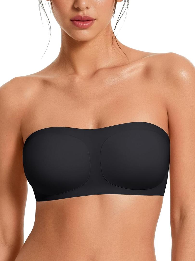 Strapless Bras for Women No-Slip Bandeau Push Up Wireless Comfy Seamless No Underwire Padded Jelly Tube Top Bra L