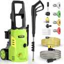 Electric Pressure Washer - GUIFIN Portable Power Washer with Soap-Adjustable Tank, Steel Spray Wand, 4 Pressure Tips, 6.6 FT Inlet & 23 FT Outlet Hose, 3800PSI & 2.4GPM, for Patio/Car/Driveway/Fence