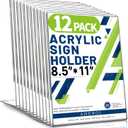 Aheroi 12 PCS Acrylic Sign Display Stands - 8.5 x 11, Clear Plastic Sign Holders for Paper Displays, Home Office Supplies (Vertical Style 2)