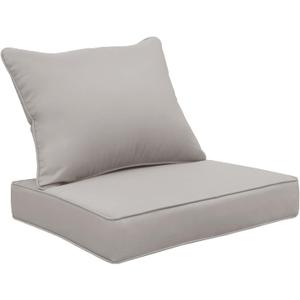 Outdoor Cushions with Back Pillows,24x24 Inch Waterproof&Fade Resistant Zipper Patio Furniture Cushions for Dining Chair Rocking Swivel Chairs Loveseat Couch Sectional Sofa,Light Gray
