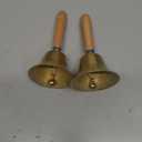 2 Pieces Solid Brass Hand Call Bells with Wooden Handle Ringing Handbells Loud Hand Held Service Animal Bell Decoration(3.15 x 3.15 x 5.9 Inch)