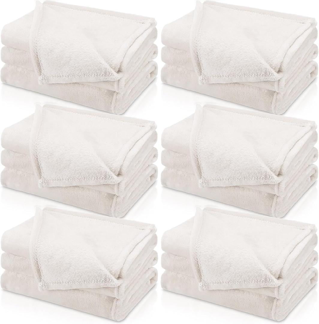 6 Pcs Valentine's Fleece Sleepover Blanket for Girl Galentine Party Soft Fuzzy Throw Blanket Bulk Warm Flannel Mattress for Pajamas Movie Night(White,40 x 60 Inch)