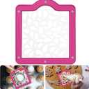 Magnetic Acrylic Cookie Stencil Holder,Cookie Stencil Frame Stencils for Royal Icing,Magnetic Template Frame for Cooking Cake Coffee Dessert Decoration Supplies (Pink Square-6.7 * 6.1 in)