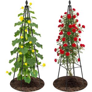 Adjustable Garden Trellis for Climbing Plants, 6FT Obelisk Plant Support Tower for Potted & In-Ground Vegetables, Tomatoes, Cucumbers, Vines - Easy Assembly, Indoor & Outdoor Use2 Pack