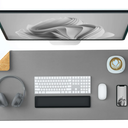 Aothia Double-Sided Desk Pad - 35.4" x 15.7" Leather Desk Mat, Eco Cork Desk Pad Protector, Large Mouse Pad,Waterproof Desk Blotter for Office/Home(Gray)