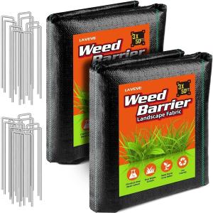 LAVEVE 3FT x 100FT Weed Barrier Landscape Fabric Heavy Duty, 3.2oz Premium Garden Ground Cover Mat for Weed Control, Gardening, Plant Beds and Farming