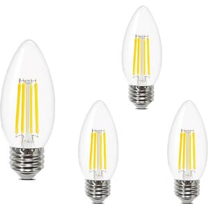 SHIYI E26 LED Bulbs 60W Equivalent, 6W Daylight White 6000K, 600LM Bright Filament Light Bulb, Non-Dimmable A19 Standard Base Bulbs for Kitchen, Office Lighting, Pack of 4