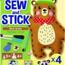 EZCRA Easy Arts and Crafts for Kids - No Mess Sewing Kit for Kids - 4 Easy to Do Bear Sewing Projects - Fun Felt Stickers - Tools with Instruction - Gifts for Boys and Girls Age 4,5,6,7,8