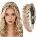 Braided Headband WithTooth Wide Braid Messy Hair Hoop WomenFashion Hair AccessoriesLight Blonde/Golden Brown