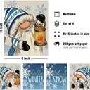 DSHFG Christmas Gnome Winter Pictures Bathroom Wall Art Decor Prints 8x10, Christmas Wall Decor for Home Bathroom Bedroom Living Room Kitchen, Set of 4, Unframed