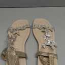 GORGLITTER Women's Butterfly Strappy Clear Glitter Ankle Sandals Dressy 2025 Cute Summer Wedding Bridal Flats Sandal (Beige), Size: 7.5