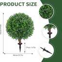 25" Artificial Boxwood Topiary Ball Tree with Ground Plugs [Set of 2] UV Protected Artificial Shrubs, Fake Evergreen Artificial Plants for Indoor and Outdoor Porch Garden