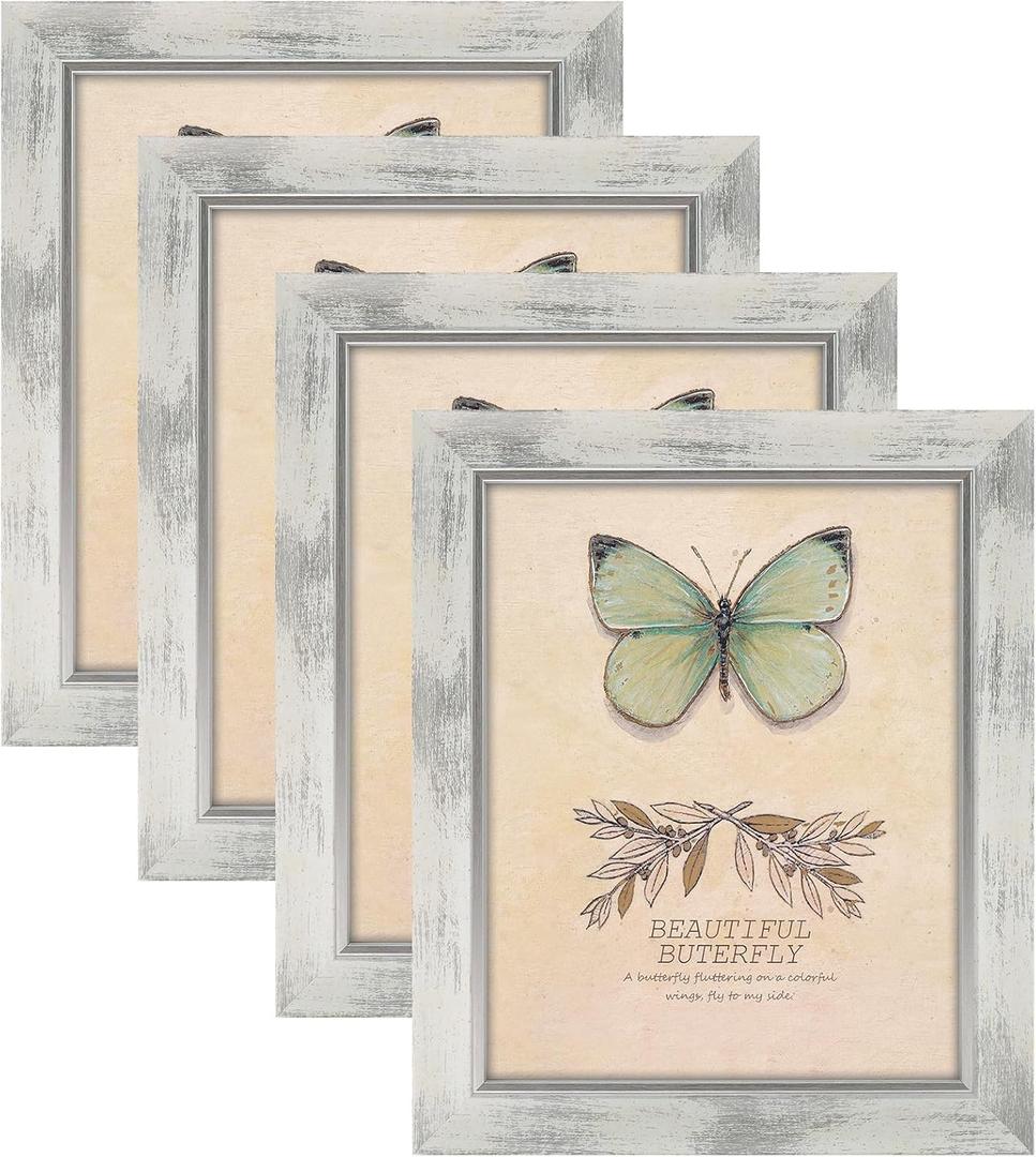XUANLUO 8x10 Picture Frames Set of 4 Rustic Retro Photo Frame with HD Plastic Cover for Wall Mount and Tabletop Display Family Friends Wedding Gift