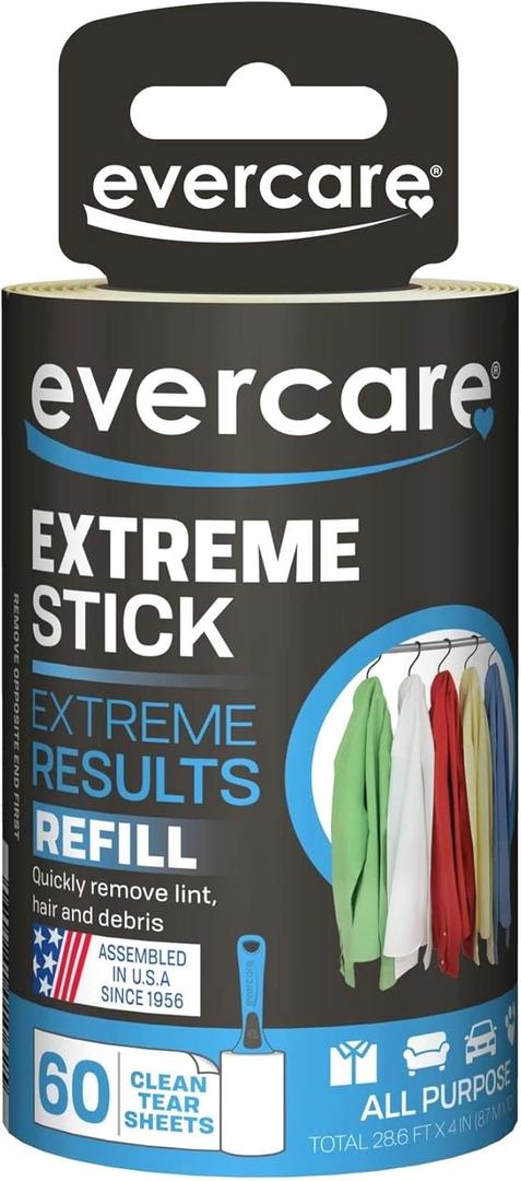 Evercare Lint Roller Refill Picks Up Lint, Dust, Dandruff 60 Layers (2 Pack)