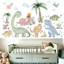 Dinosaur Wall Stickers for Boys Room: Peel and Stick Dino Wall Decals - Baby Nursery Bedroom - Children Supplies Ages 1-12 Years Wall Decor Art