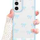 EYZUTAK Case for Samsung Galaxy S25 Plus, Clear Cute Ribbon Bowknot Pattern Aesthetic Transparent Phone Case Raised Camera Protection Stylish Slim Soft Durable TPU Protective Cover for Women -2pcs