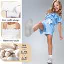 6 Pack Girls White Socks White Socks With Ruffles Kids Ruffles Sock Girls School Uniform Kids Cotton Crew Ankle Cute Frilly Dress Sock 6-8Years (White)