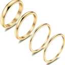 THUNARAZ 14K Gold Filled Rings Stacking Rings for Women Stackable Thin Gold Ring Plain Pinky Thumb Midi Statement Band Ring Comfort Fit 4Pcs 1mm 2mm 3mm 5mm