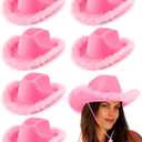 Tarpop 6 Pcs Cowgirl Hat Boa Cowboy Hat for Bride Women Bachelorette Girls Trip Western Wedding Party Costume Accessories