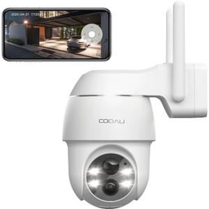 COOAU 2K Security Cameras Wireless Outdoor, Easy Setup, 355 Pan & 90 Tilt, Camera for Home Security with Color Night Vision, PIR Detection, Two-Way Audio, IP66 Waterproof, Local/Cloud Storage