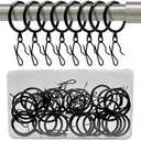 100 Pack Metal Drapery Curtain Rings Curtain Hanging Rings with Metal Curtain Drapery Pin Hooks for Window Door Shower Curtain, (Black)