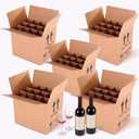 Lounsweer 5 Pcs Wine Bottle Moving Shipping Boxes 14 x 12 x 13 Inch
