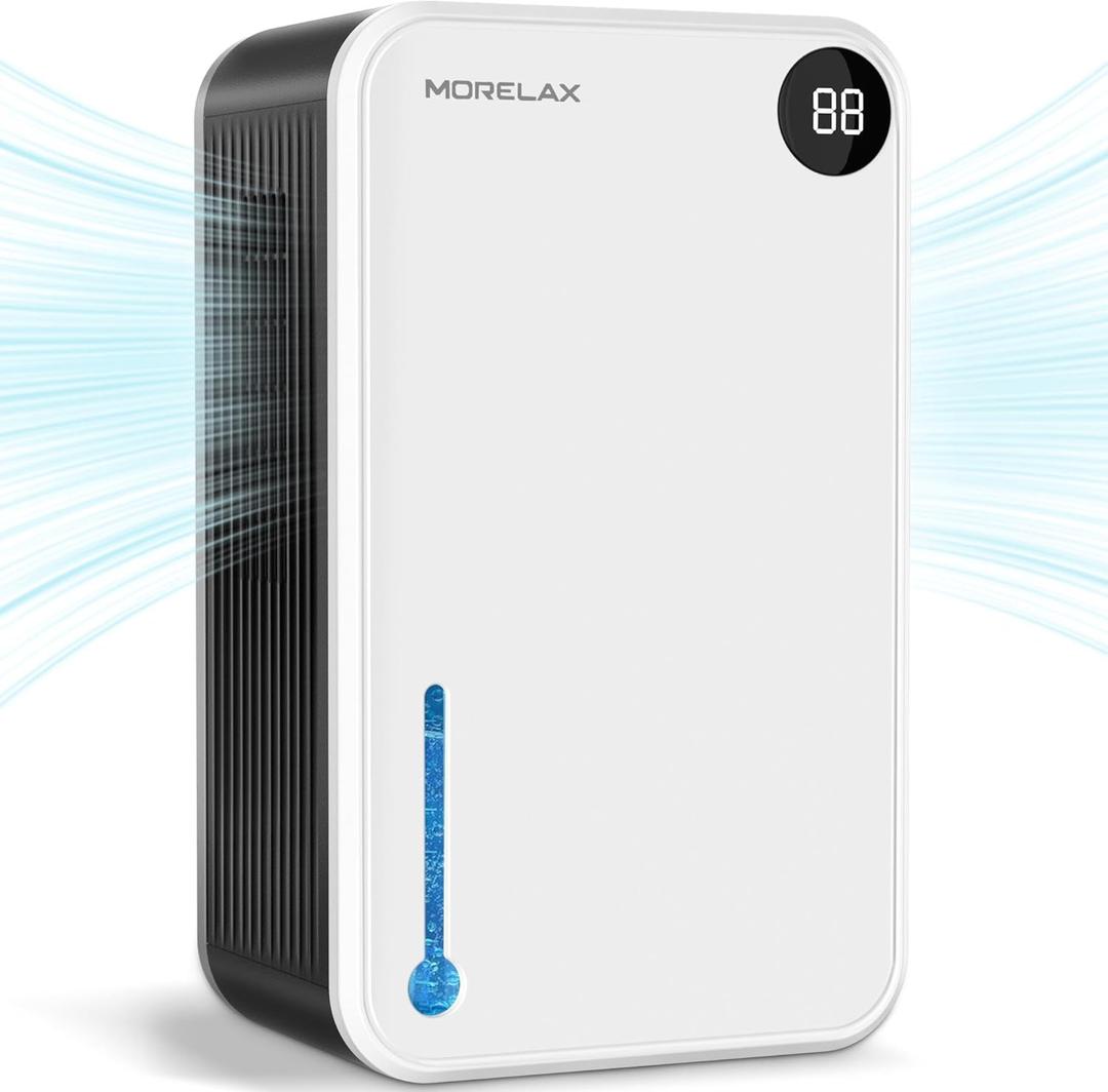 Dehumidifier for Home, 2.4L, Dehumidifier for Bathroom, 800m2, Dehumidifier for Bedroom, Self-Draining, Small Dehumidifier for Basement with Stop