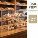 3 Tiers Clear Acrylic Counter Top Bakery Display Case 5mm high Impact PETG Panels Bread Case 19.5"X15"X10.2" Party Cake Cabinet
