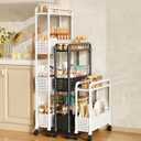 Slim Storage Cart, Plastic Kitchen Gap Storage, Multi-Layer Organizer with 360 Swivel Wheels for Kitchen Bathroom (Black,3 Tier)