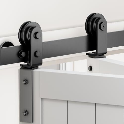 ZEKOO Bifold Barn Door Hardware: 40 inch Bi-fold Sliding Barn Door Hardware Track Kit for 36" Closet Doors - Easy Assembly Smoothly Quietly I Shape Side Mount and Top Mount Slide Roller- No Doors