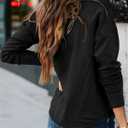 SHEWIN Womens Casual V Neck Sweatshirt Long Sleeve Lightweight Drop Shoulder Solid Pullover Tops (Black, XL)