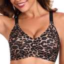 Gailife Smooth Wireless Bras for Women No Underwire Comfort Seamless Supportive Bra Raceback Push Up Bralettes Full Coverage (Medium, Desert-leopard)