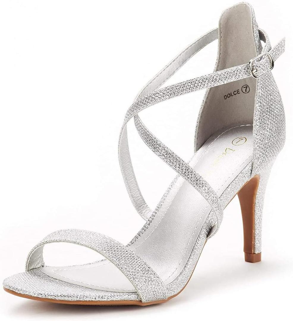 DREAM PAIRS Women's DOLCE Fashion Stilettos Open Toe Pump Heel Sandals (8 Wide)