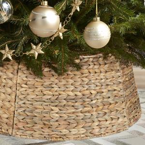 5-Piece Rattan Christmas Tree Collar - 26" Rustic Farmhouse Tree Skirt- Xmas Tree Base Cover for Christmas Decoration- Woven Holiday Tree Ring Accessory for Home, Living Room (Natural, 26 in)