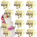 mdgfge 10Pcs Happy Father's Day Cake Toppers Cupcake Toppers Acrylic Gold Mirror Design Cake Cupcake Decor for Father's Day Dad Birthday Party Dessert Decorating Kit Supplies