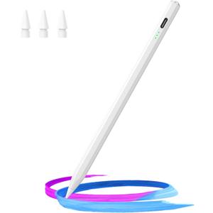 Stylus Pen for iPad(2018-2025)-13 Mins Fast Charge with Tilt Sensitivity & Palm Rejection for iPad 11/10/9/8/7/6th Gen, Air 7/6/5/4/3/M3/M2, Pro 13"/12.9"/11"/M4, Mini 7/6/5th, White