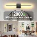 Battery Operated Wall Sconces Set of 2, 12000mAh Rotatable Picture Lights with Remote Control, Dimmable 3000-6500K LED Rechargeable Wall Lights for Living Room Bedroom Mirror, 28.3In