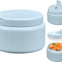 13.5oz Kids Jar for Hot Food, Insulated Vacuum Food Jar with Buckle Lid, Stainless Steel Wide Mouth Leak Proof Insulated Lunch Container for School Picnic Travel, Blue