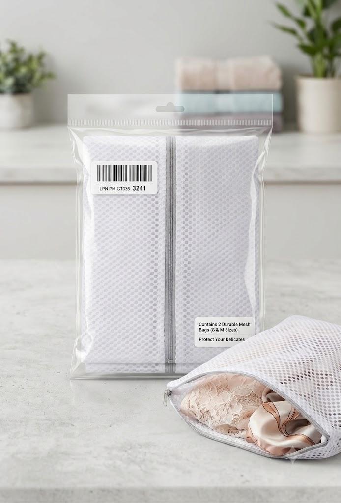 Mesh Laundry Bags White 2 Pack