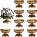 10 Pcs Compote Bowl Vases for Centerpieces Small Urn Vase, Retro Golden Small Pedestal VaSe Pot, Flower Arrangement for Wedding Anniversary Party Home Decor, Antique Brass