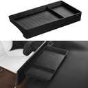BASENOR 2022-2025 Tesla Model X Model S Center Console Organizer Behind Screen Storage Box, Dashboard Hidden Tray, Non-Slip Sunglasses Card Tissue Holder, Accessories for Refresh Plaid Long Range