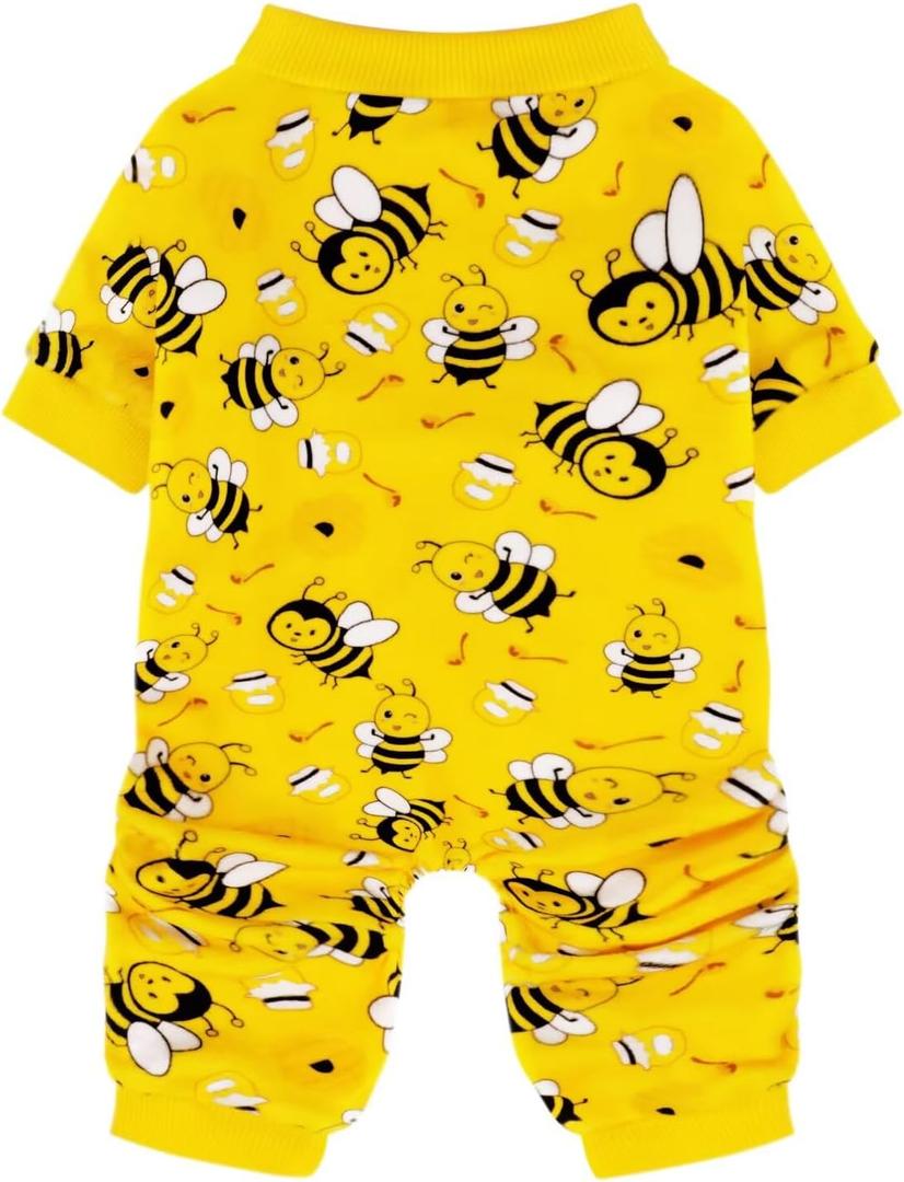 Paiaite Dog Pajamas Onesie: Comfortable Four-Legged Apparel for Small, Medium, & Large Dogs, Polyester Material for Comfort, Wrinkle Resistance, Moisture Wicking, Stretchiness Cute Bee 3XL