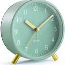 Analog Alarm Clock, Super Silent Non Ticking with Night Light, Battery Operated, Bedroom Clock,Fashionable Round Metal Alarm Clock for Office, Elderly, Adults, Children, School Gift (Green)