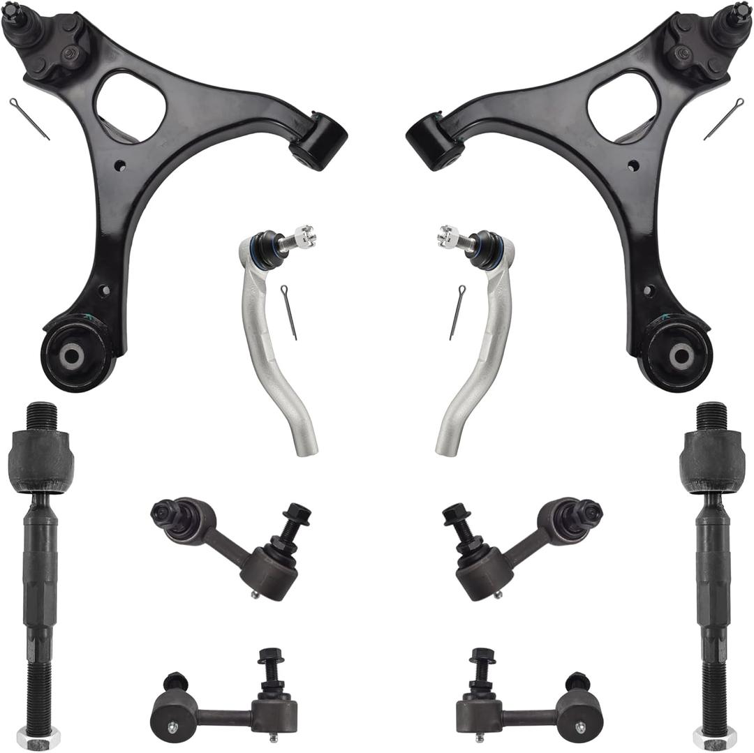 ASTARPRO 10pcs Front Lower Control Arm with Bushing Assembly and Sway Bar Tie Rod End Inner and Outer Compatible with 2006-2011 Honda Civic