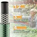 15FT Lightweight PVC Garden Hose: 1/2 Inch Flexible Hose with 3/4 Inch GHT and Shut Off Valve - Leak-Proof Design with Washers and Repair Connector for Small Yard Car Washing