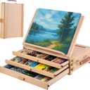 Falling in Art Table Easel with Sketch Box Storage, Portable Beechwood Desktop Art Easel with 3 Drawers, Adjustable Tabletop Painting Stand for Teens and Adults