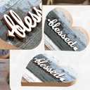 Jetec 2 Pcs Rustic Wooden Heart Table Decor, Daisy Farmhouse Home Decor, Bless This Home & Be Kind Sign for Living Room, Dining Room, Shelf & Mantel, Ideal Housewarming & Birthday Gift(Grateful Style)